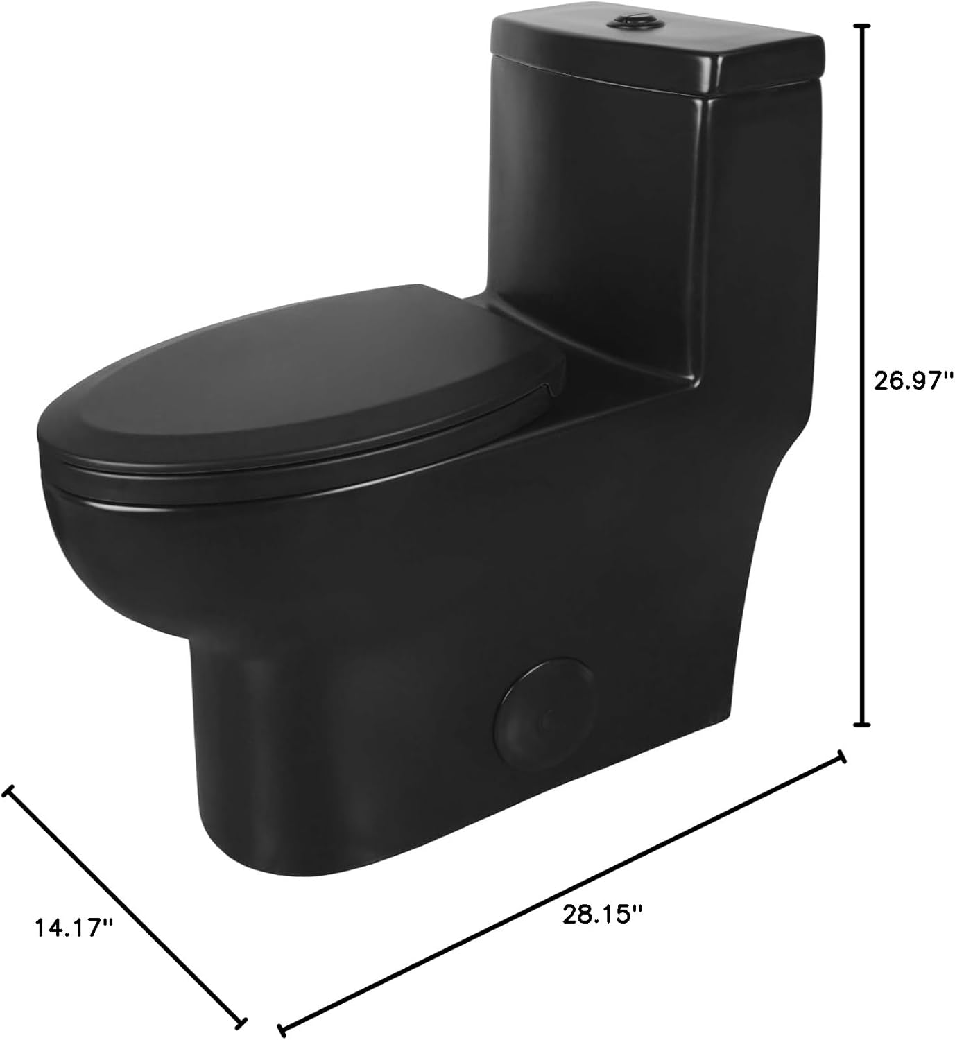 Deer Valley One Piece Toilet, DV-1F026 Elongated Toilet with Powerful Dual Flush 0.8/1.28 GPF, Soft-Close Seat, Standard Height, Easy-Clean Skirted Design, 12" Rough-In