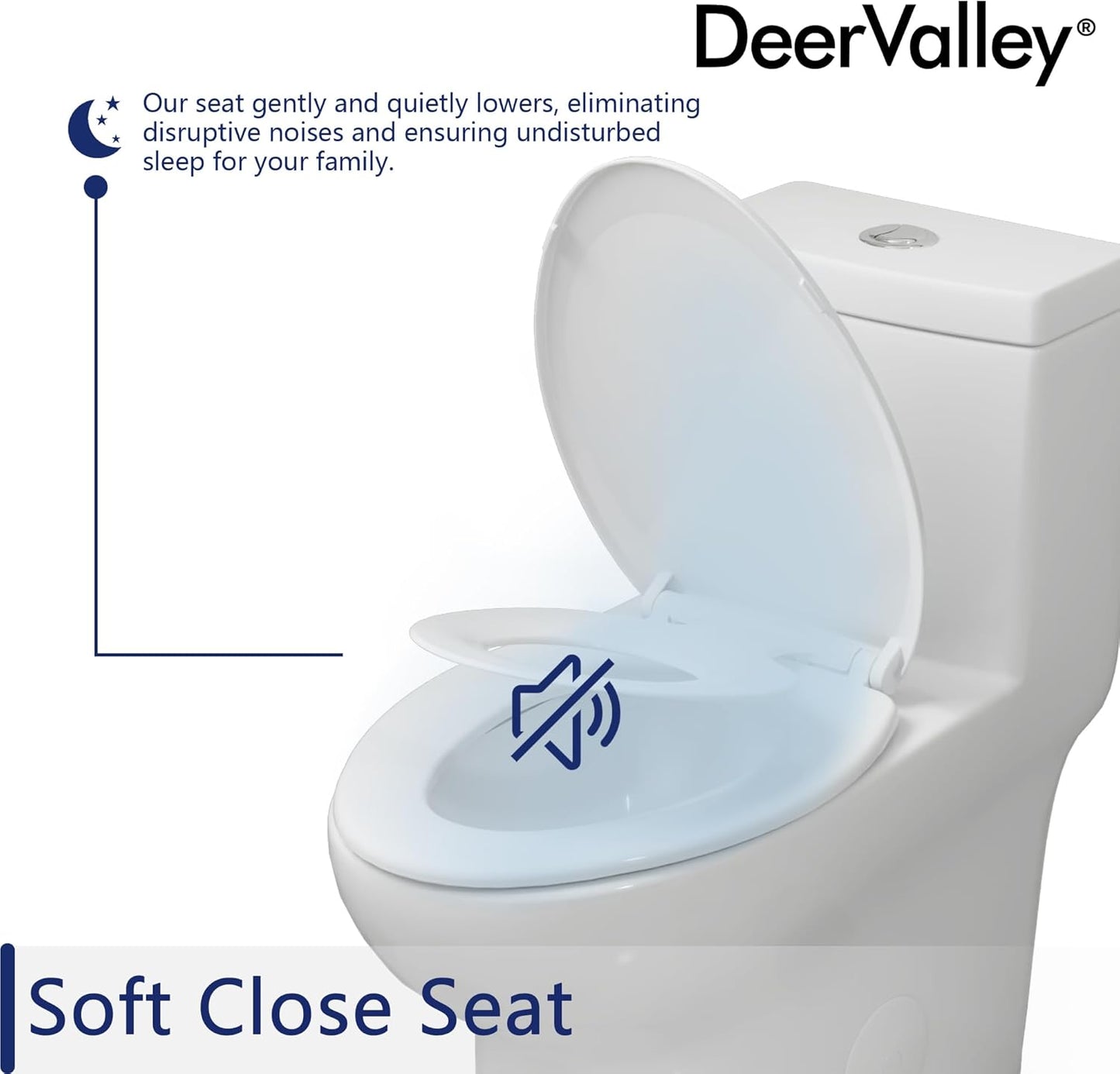 Deer Valley One Piece Toilet, DV-1F026 Elongated Toilet with Powerful Dual Flush 0.8/1.28 GPF, Soft-Close Seat, Standard Height, Easy-Clean Skirted Design, 12" Rough-In