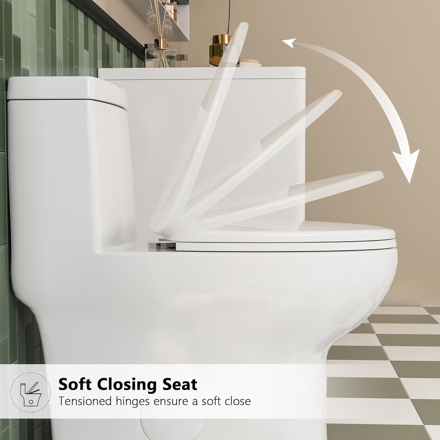 Deer Valley One Piece Toilet, DV-1F026 Elongated Toilet with Powerful Dual Flush 0.8/1.28 GPF, Soft-Close Seat, Standard Height, Easy-Clean Skirted Design, 12" Rough-In