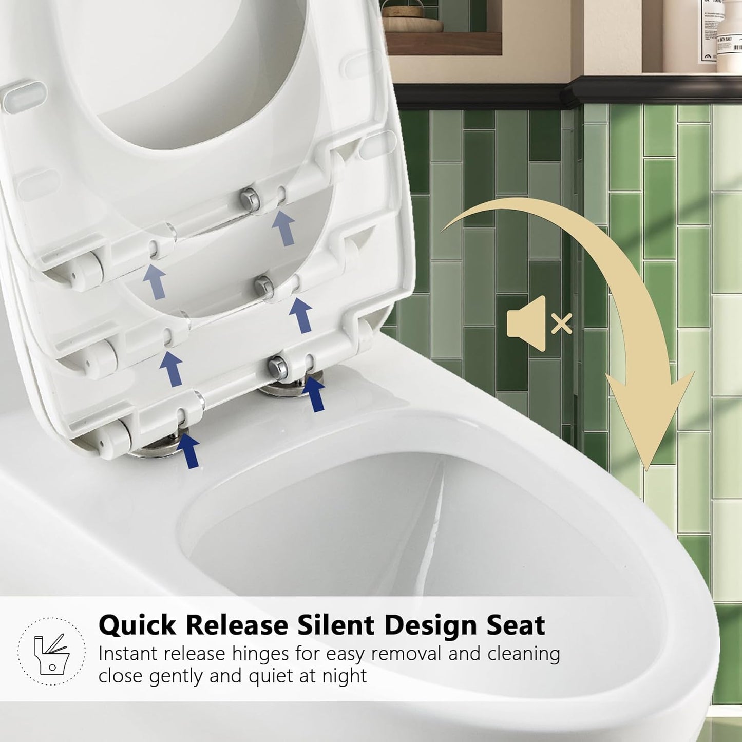 Deer Valley One Piece Toilet, DV-1F026 Elongated Toilet with Powerful Dual Flush 0.8/1.28 GPF, Soft-Close Seat, Standard Height, Easy-Clean Skirted Design, 12" Rough-In