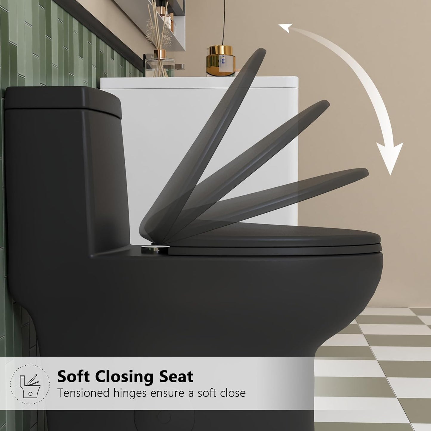 Deer Valley One Piece Toilet, DV-1F026 Elongated Toilet with Powerful Dual Flush 0.8/1.28 GPF, Soft-Close Seat, Standard Height, Easy-Clean Skirted Design, 12" Rough-In
