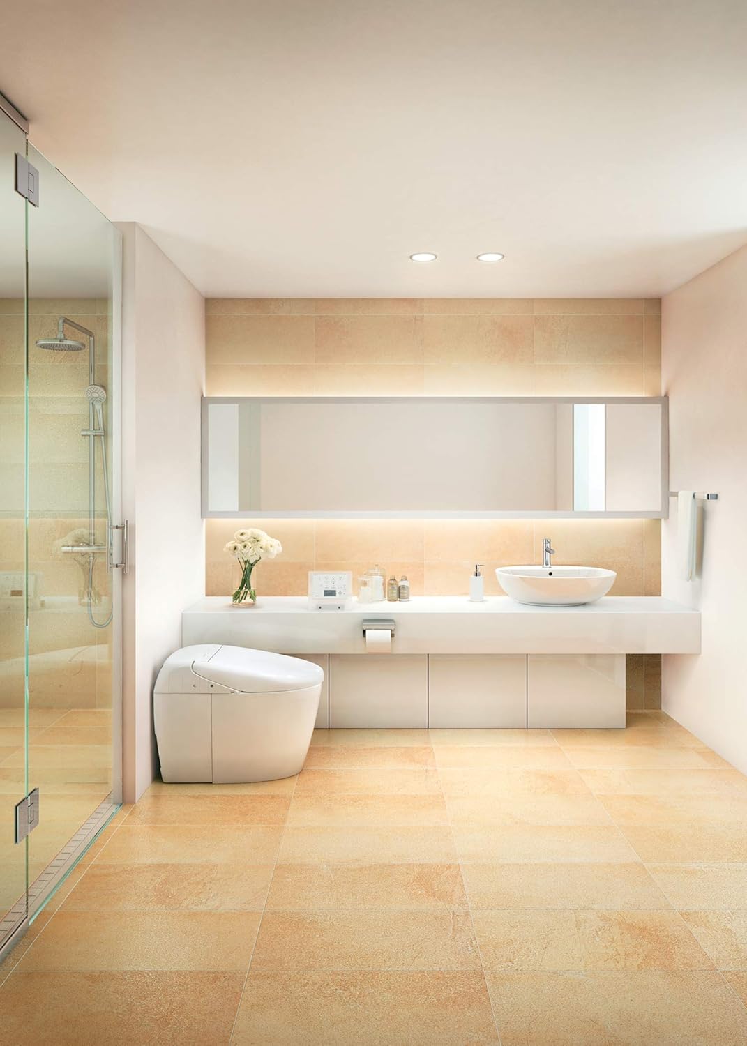 TOTO MS988CUMFG#01 NEOREST RH Dual Flush 1.0 or 0.8 GPF Toilet with Intergeated Bidet Seat and EWATER+, Cotton White