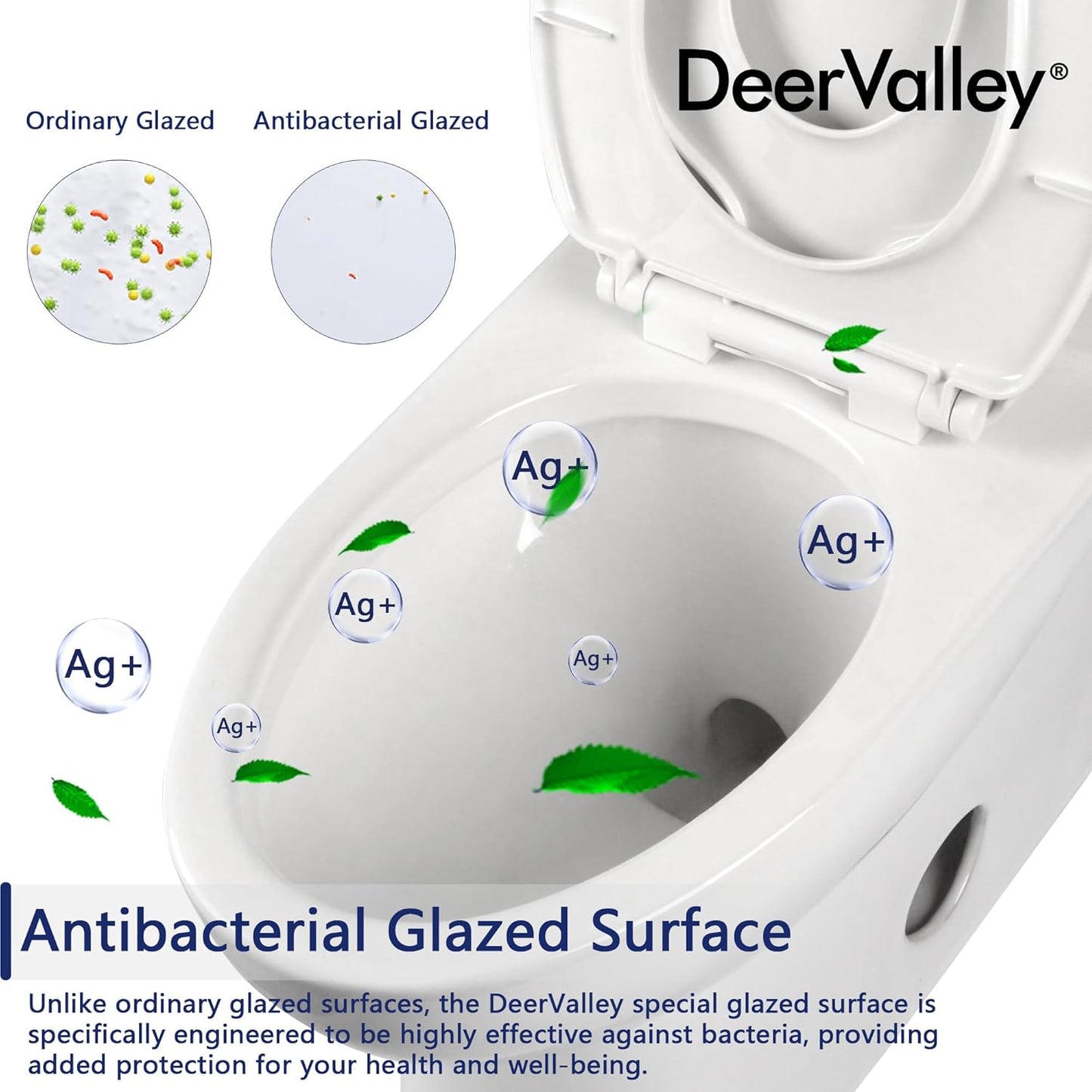 Deer Valley One Piece Toilet, DV-1F026 Elongated Toilet with Powerful Dual Flush 0.8/1.28 GPF, Soft-Close Seat, Standard Height, Easy-Clean Skirted Design, 12" Rough-In