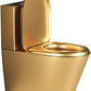 High Efficiency One Piece Toilet with Water Saving,304 Stainless Steel Commercial Toilet Bathroom Dual Flush Toilet,Toilet Bowl with Soft-Close Seat a,Gold-Floor Drainage