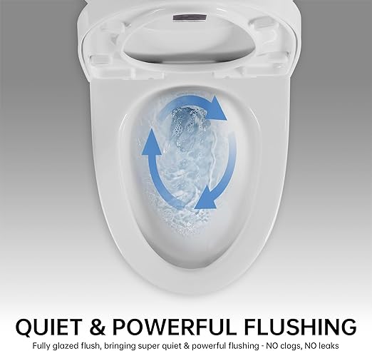 One Piece Toilet | Dual-Flush 1.1/1.6 GPF | Compact Toilet | 16" Comfort Height | Quiet Flush & Soft-Close Seat | Smart Toilet | White (White, 16‘’ seat height)