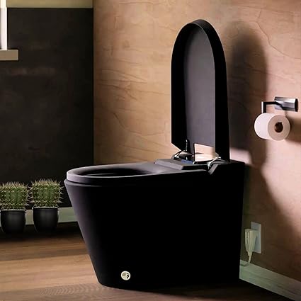 Trone Nobelet Electronic Bidet Toilet Tankless Toilet with Heated Seat SyphonAssist Flush Toe Touch Technology Smart Toilet for Bathroom Matte Black
